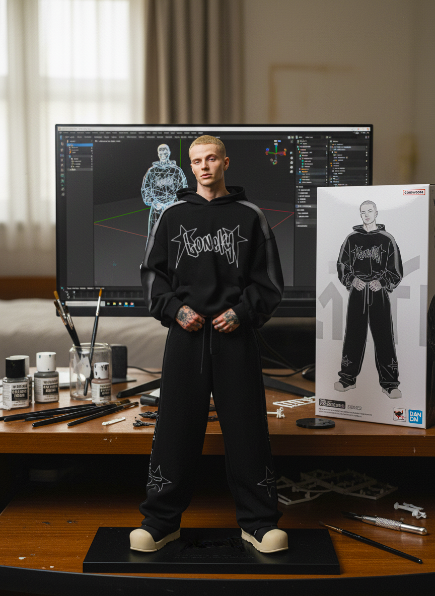 Omygoods Stitching Spray-Painted Hoodie