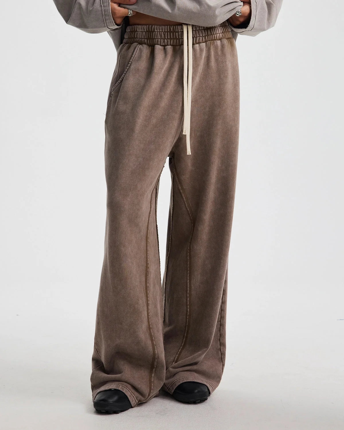 Omygoods Straight Leg Acid Wash Sweatpant