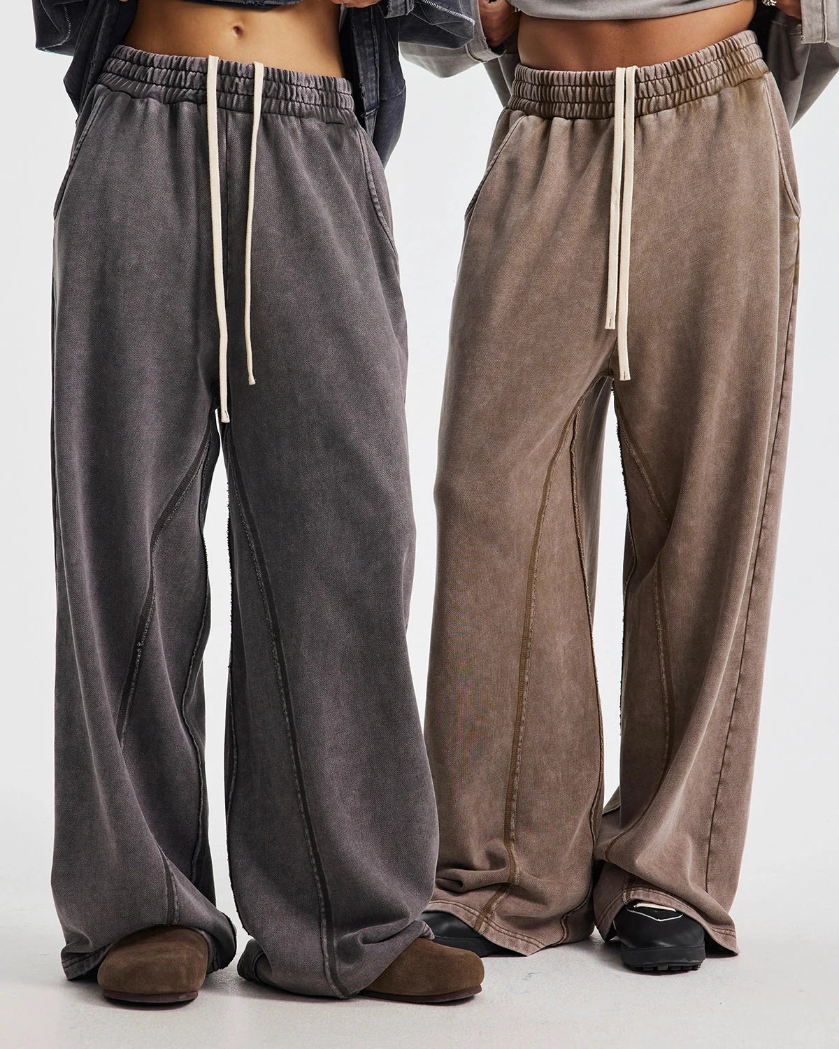 Omygoods Straight Leg Acid Wash Sweatpant