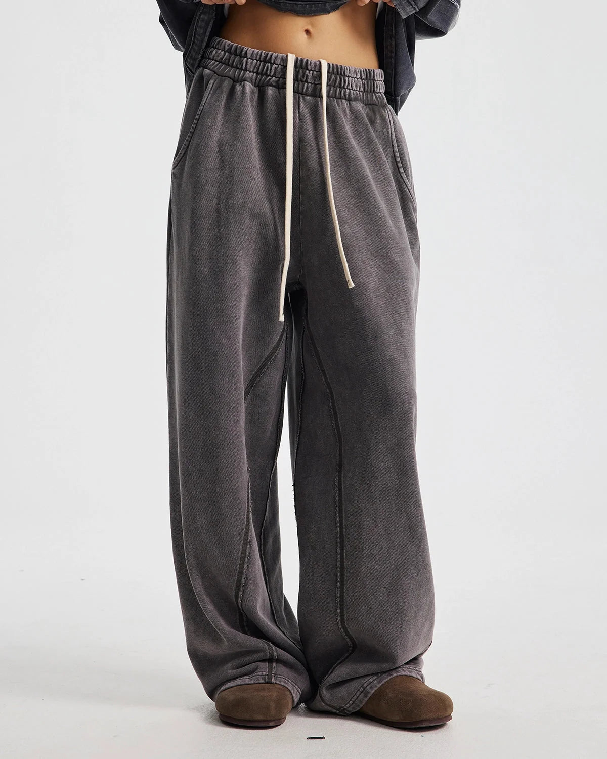 Omygoods Straight Leg Acid Wash Sweatpant