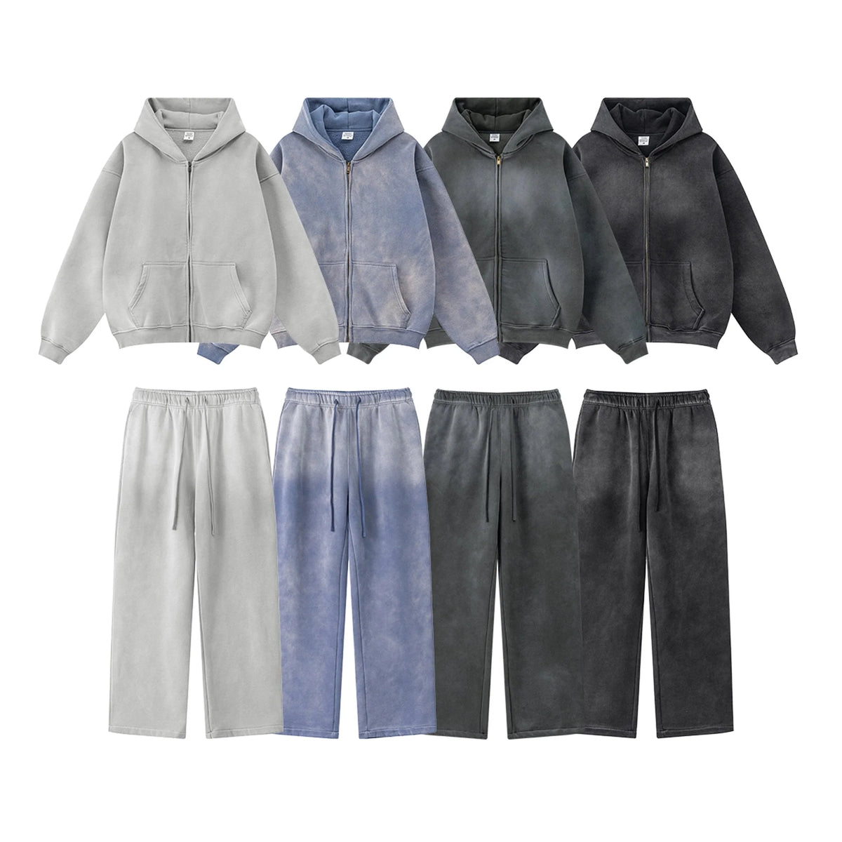 Omygoods Straight-Leg Acid Wash Sweatpants