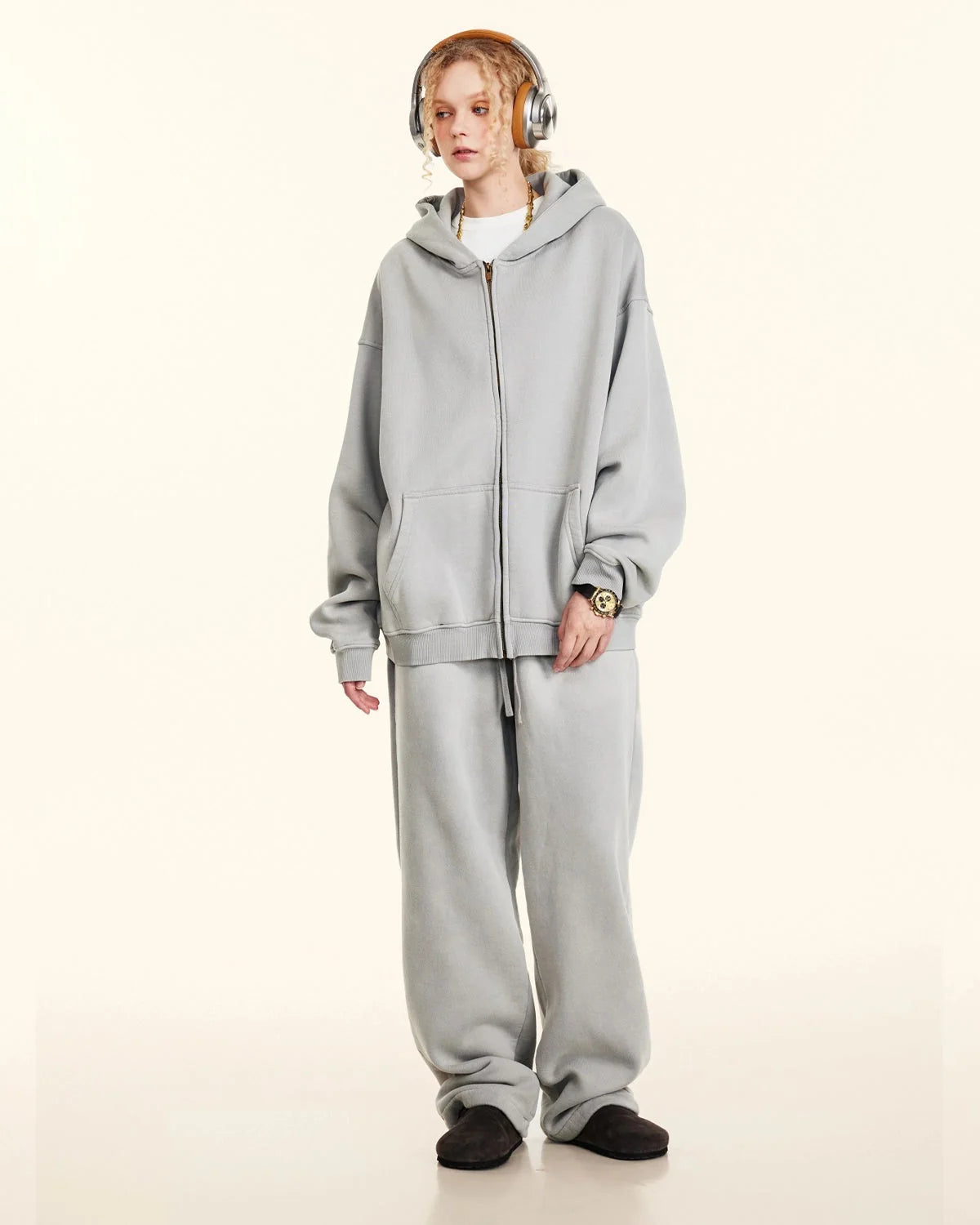 Omygoods Straight-Leg Acid Wash Sweatpants