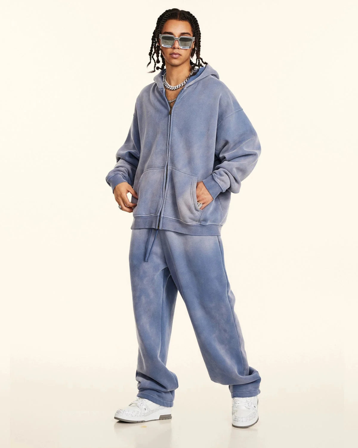 Omygoods Straight-Leg Acid Wash Sweatpants