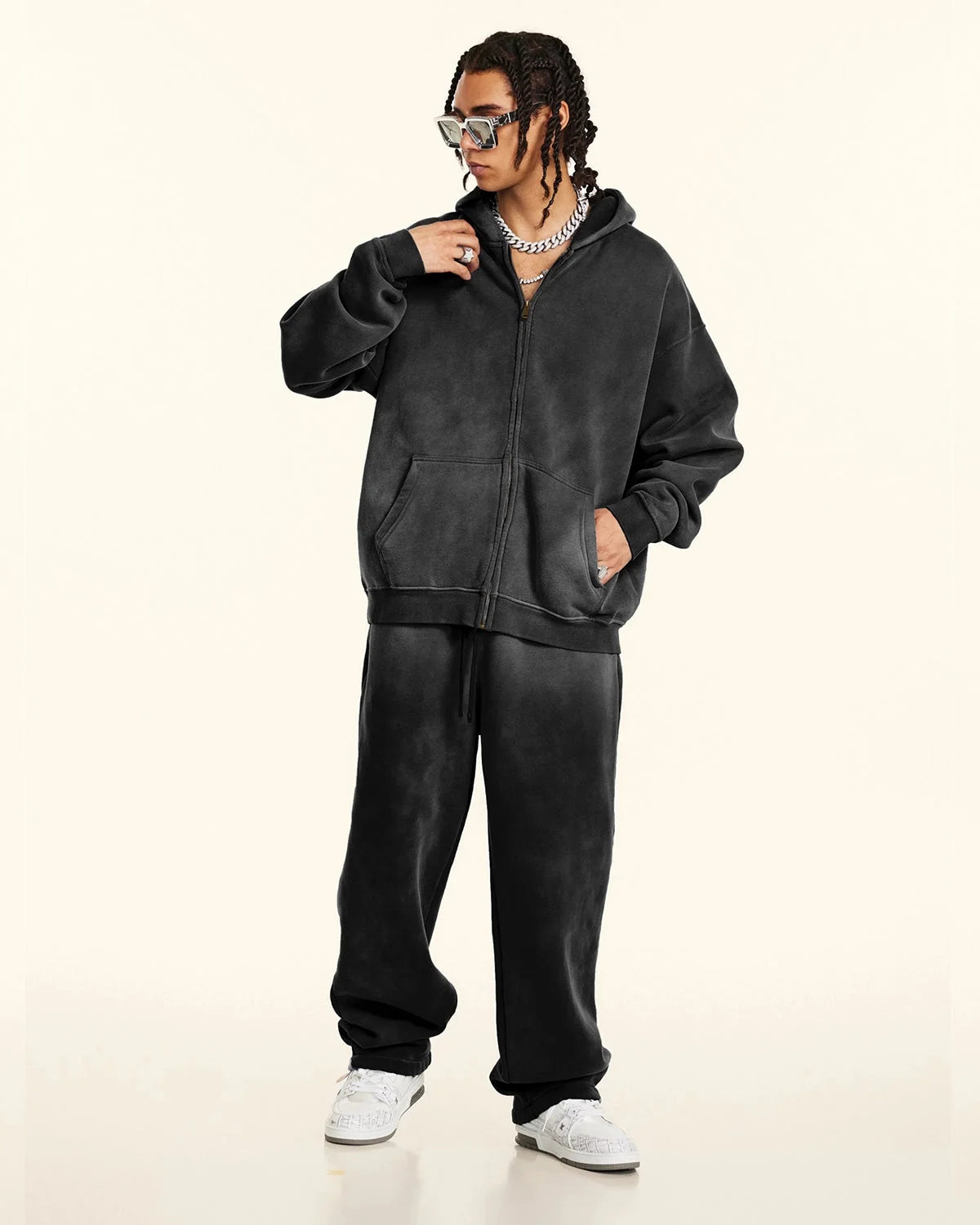 Omygoods Straight-Leg Acid Wash Sweatpants