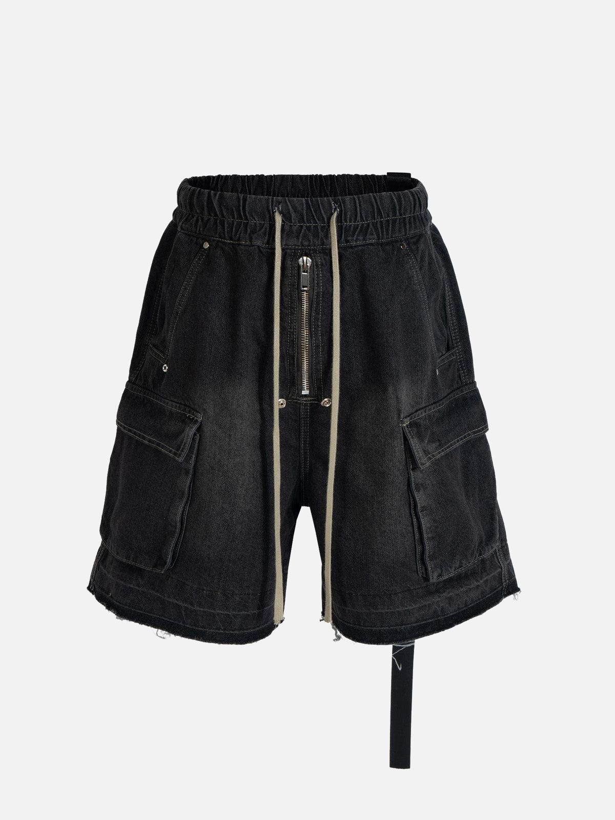 Omygoods Street RO Washed Denim Cargo Jort
