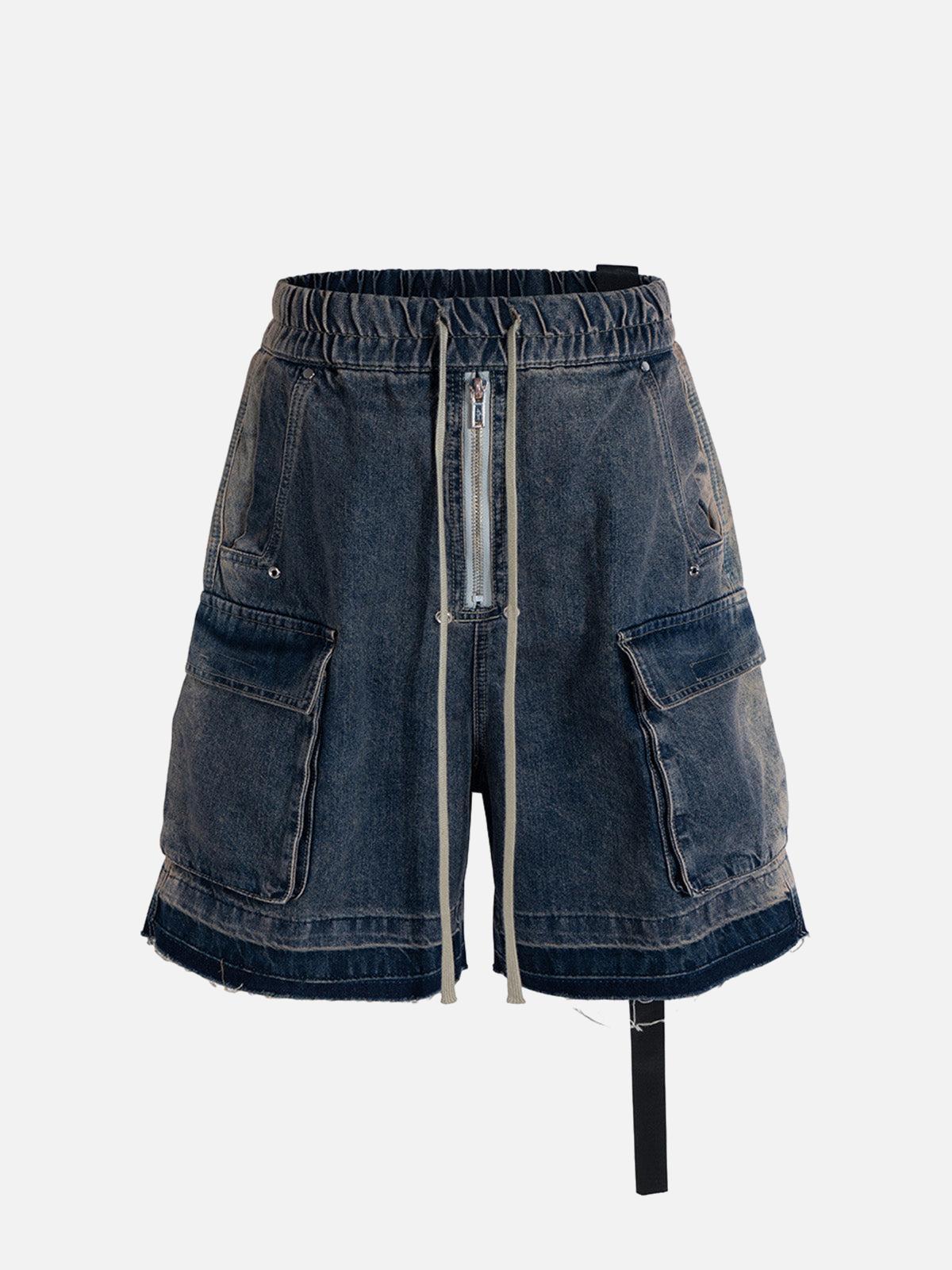 Omygoods Street RO Washed Denim Cargo Jort