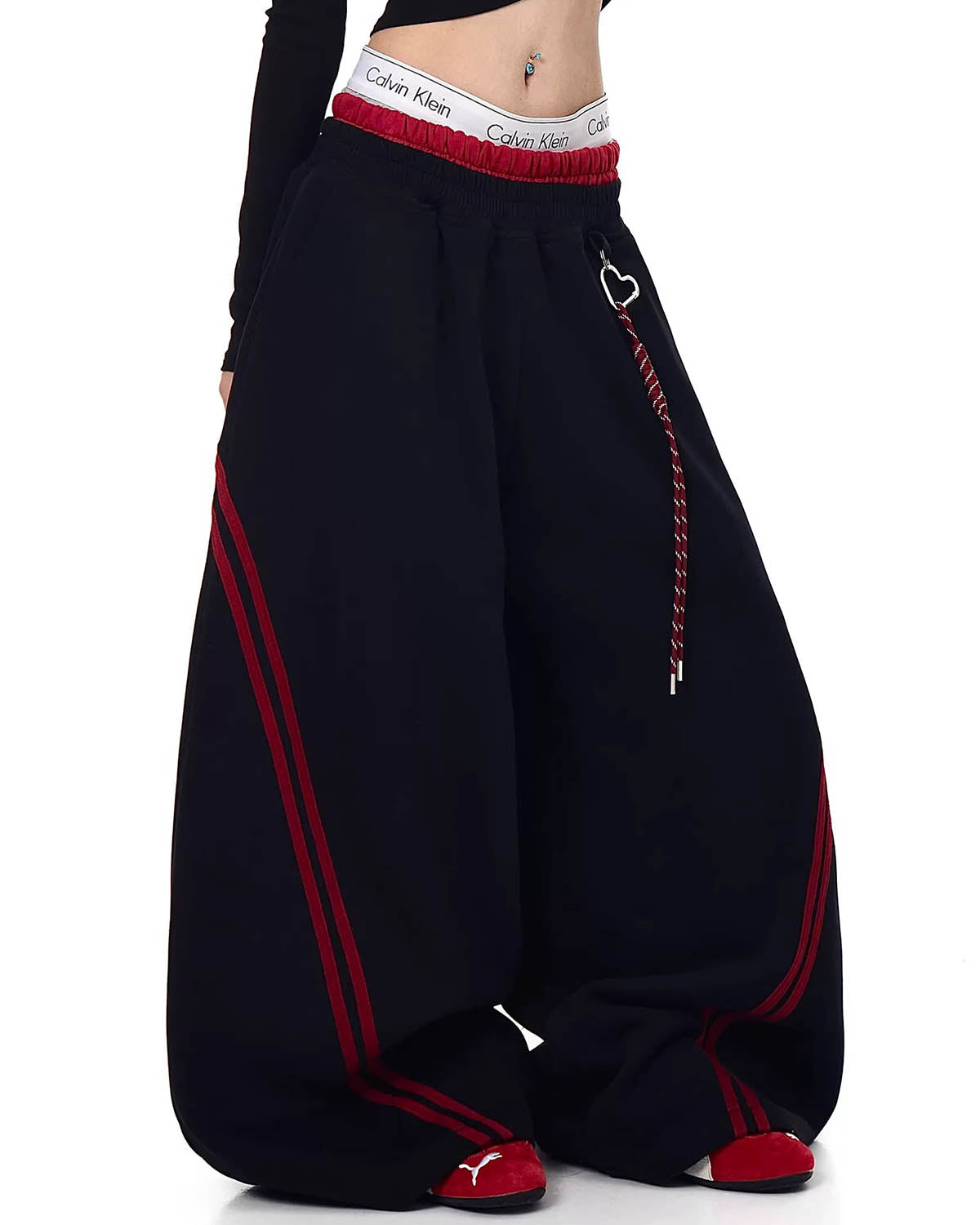 Omygoods Striped Baggy Sweatpants