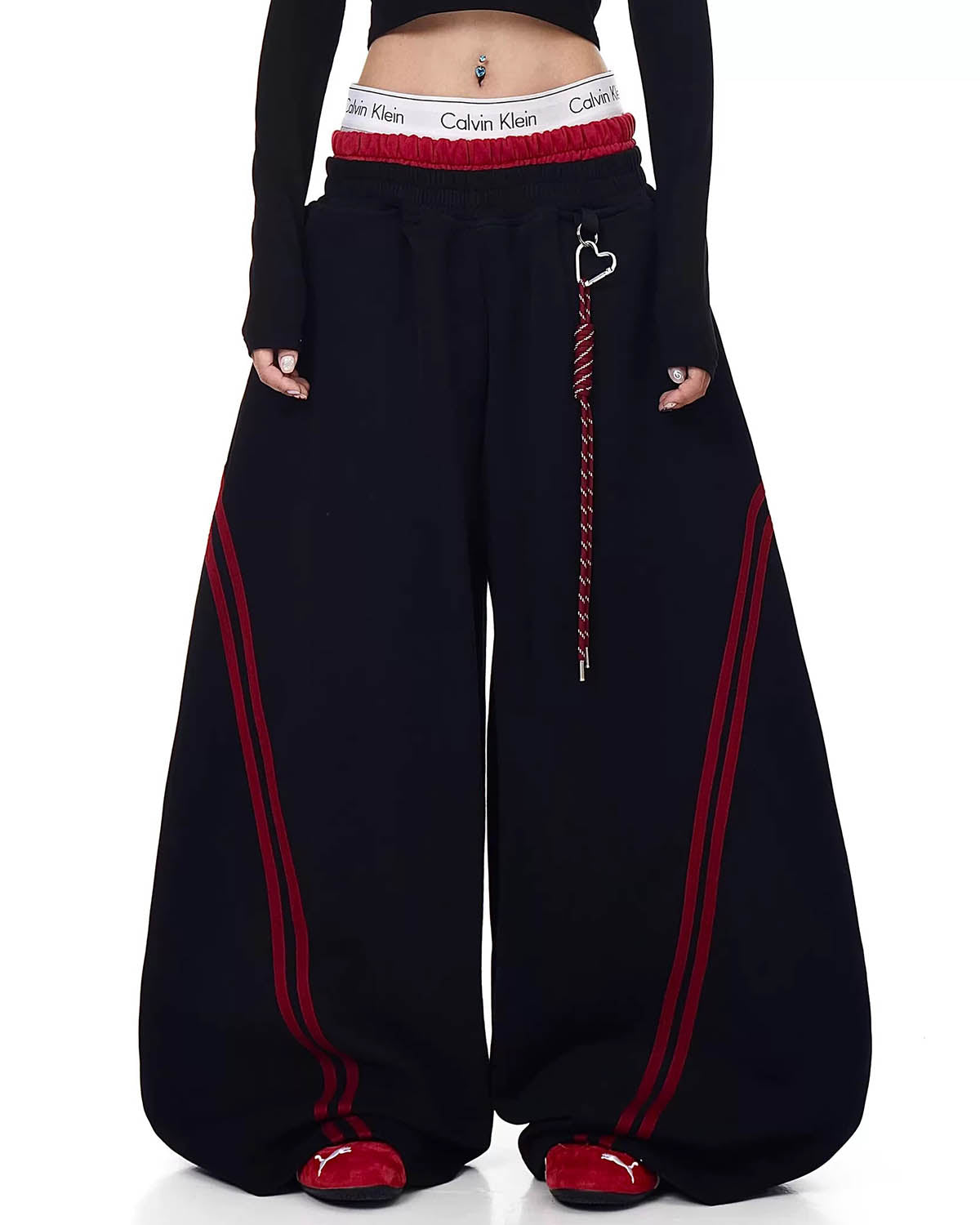 Omygoods Striped Baggy Sweatpants