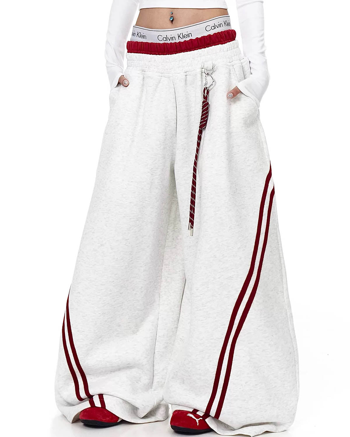 Omygoods Striped Baggy Sweatpants