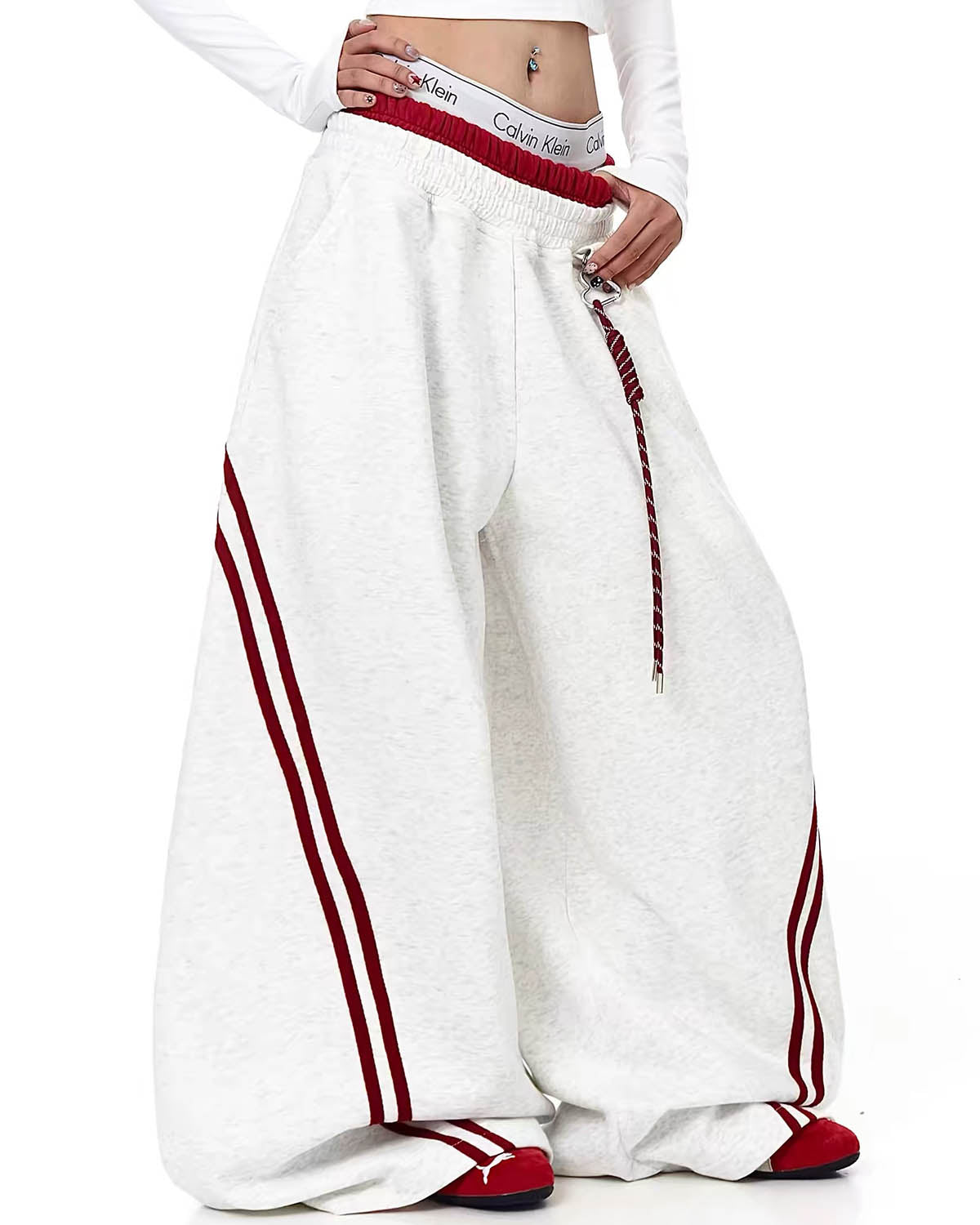 Omygoods Striped Baggy Sweatpants
