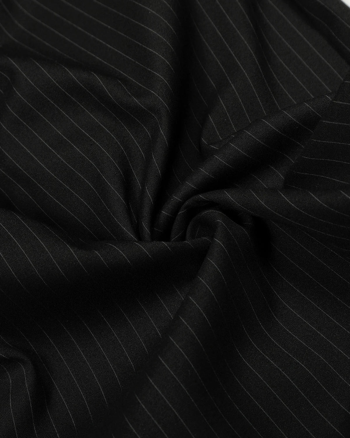 Omygoods Black Striped Barrel Suit Pant