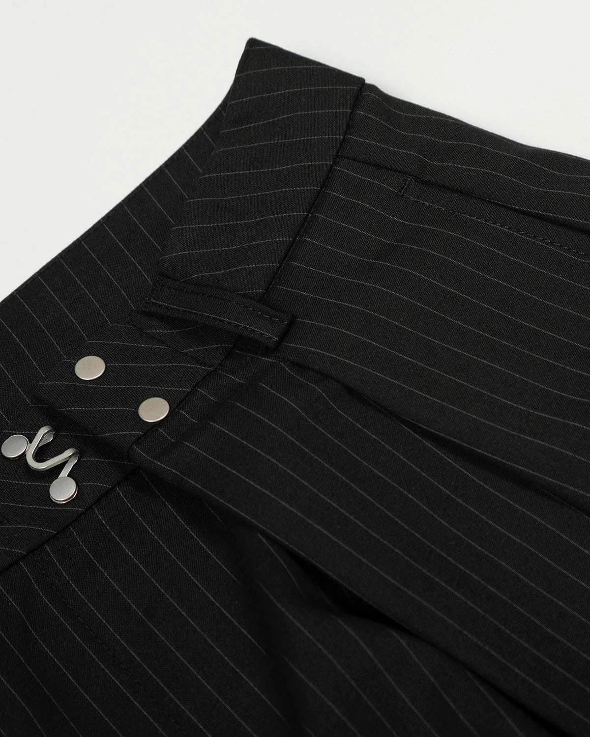 Omygoods Black Striped Barrel Suit Pant