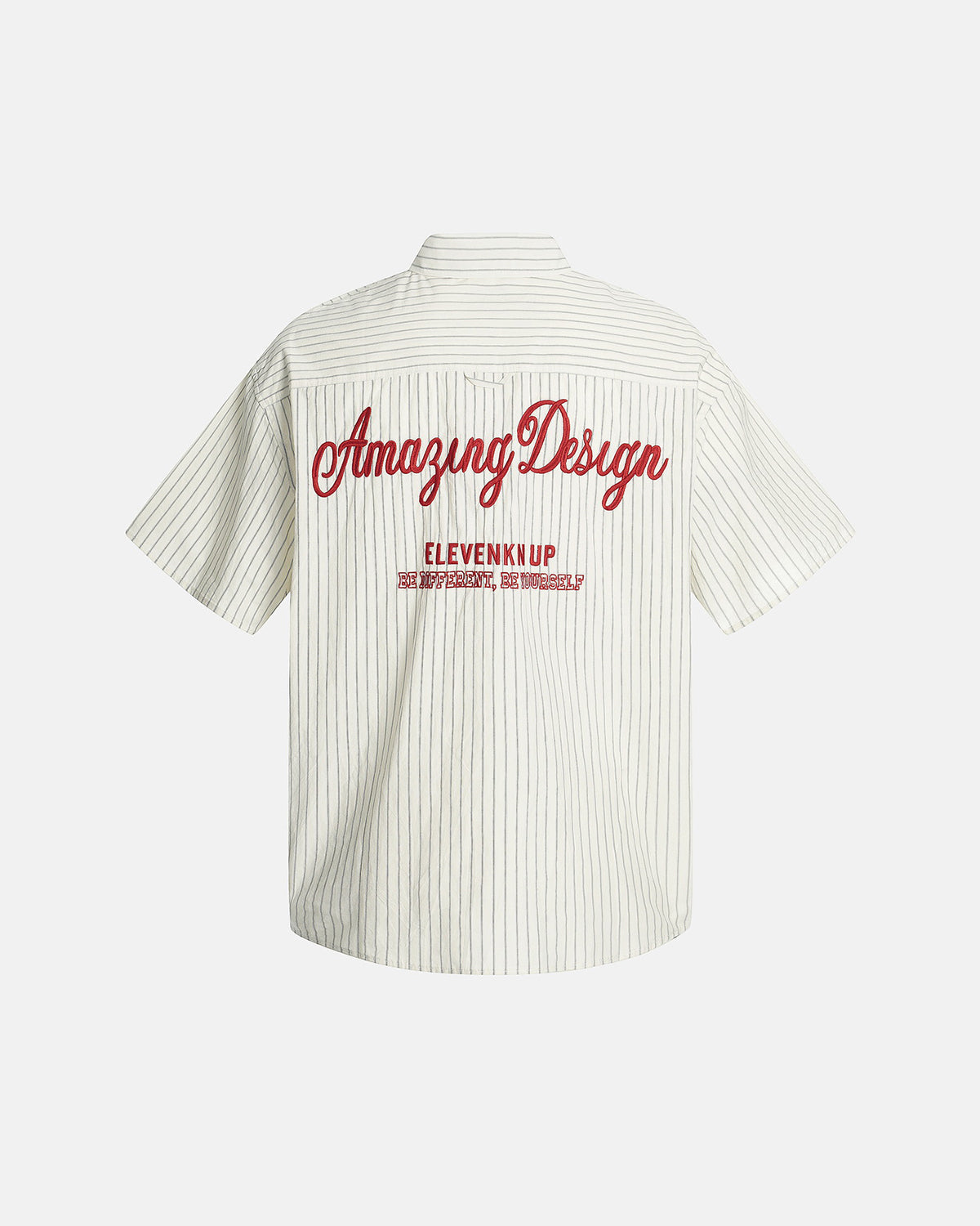 Omygoods Striped Embroidered Short-Sleeve Shirt