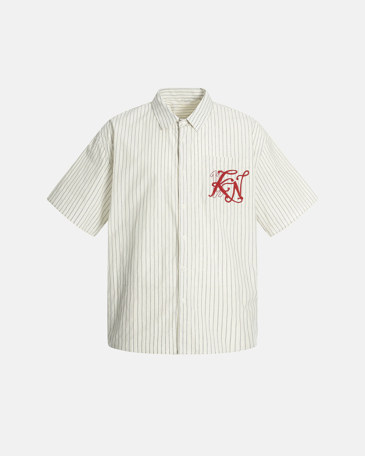 Omygoods Striped Embroidered Short-Sleeve Shirt