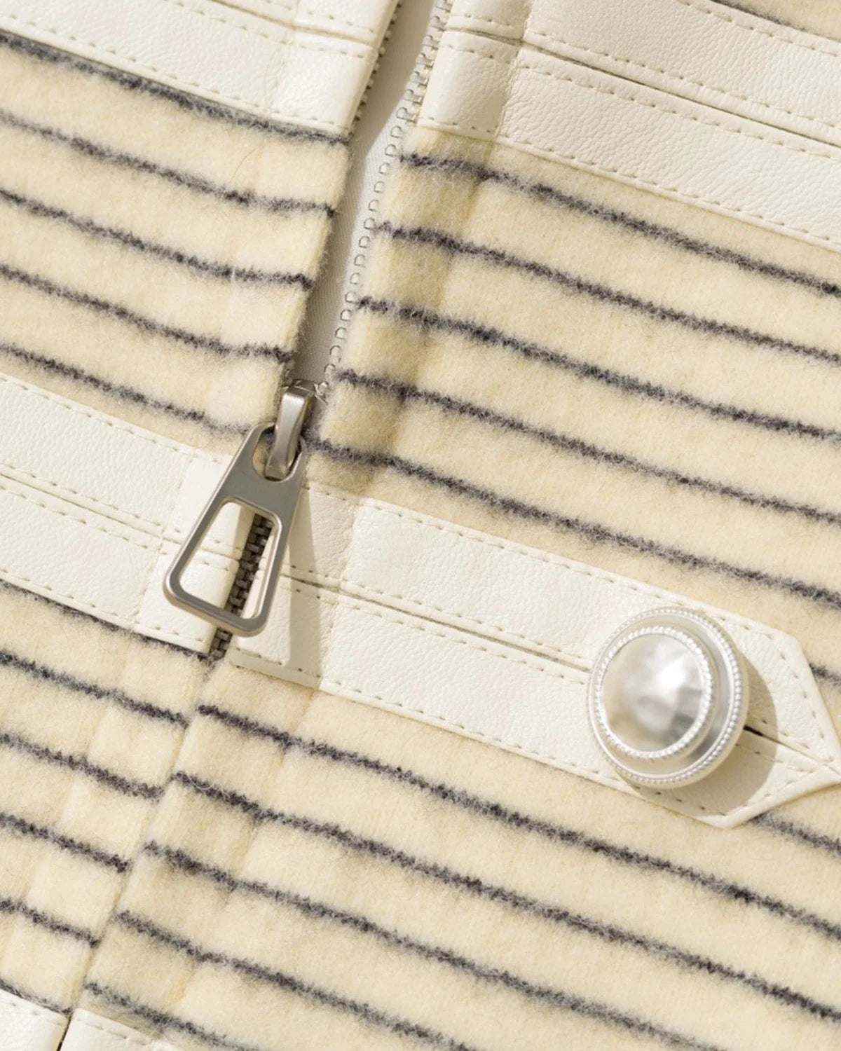 Omygoods Striped Faux Fur Hooded Bomber Jacket