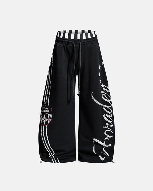 Omygoods Striped Graphic Barrel Sweatpants