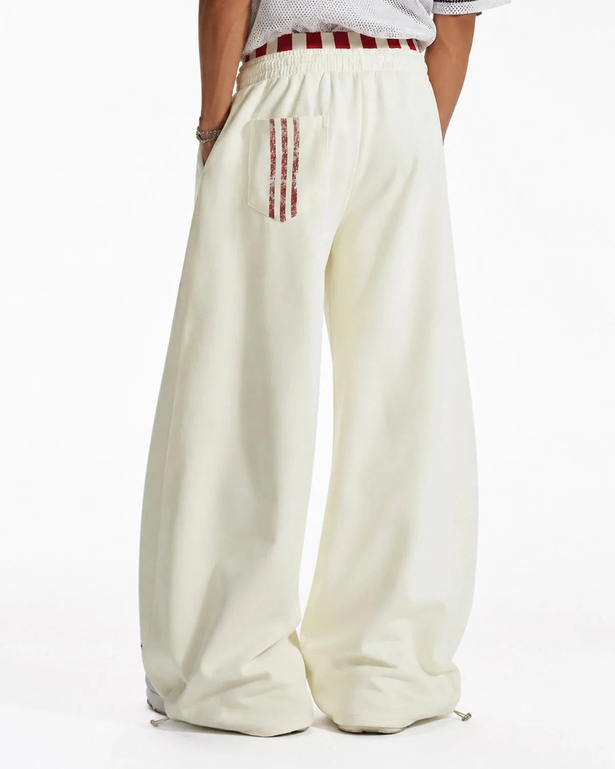 Omygoods Striped Graphic Barrel Sweatpants