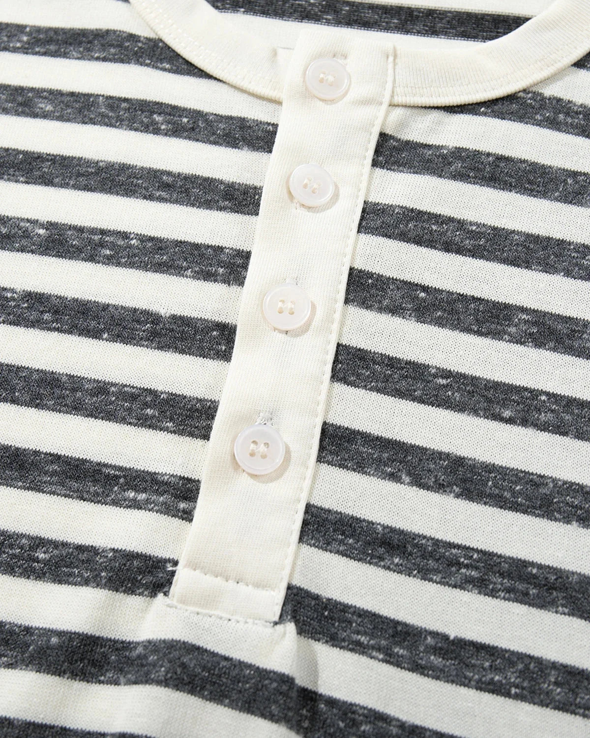 Omygoods Striped Henley Relaxed T-Shirt