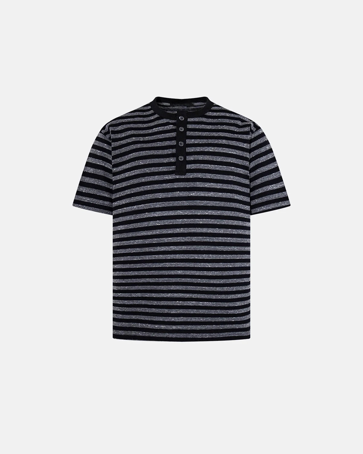 Omygoods Striped Henley Relaxed T-Shirt