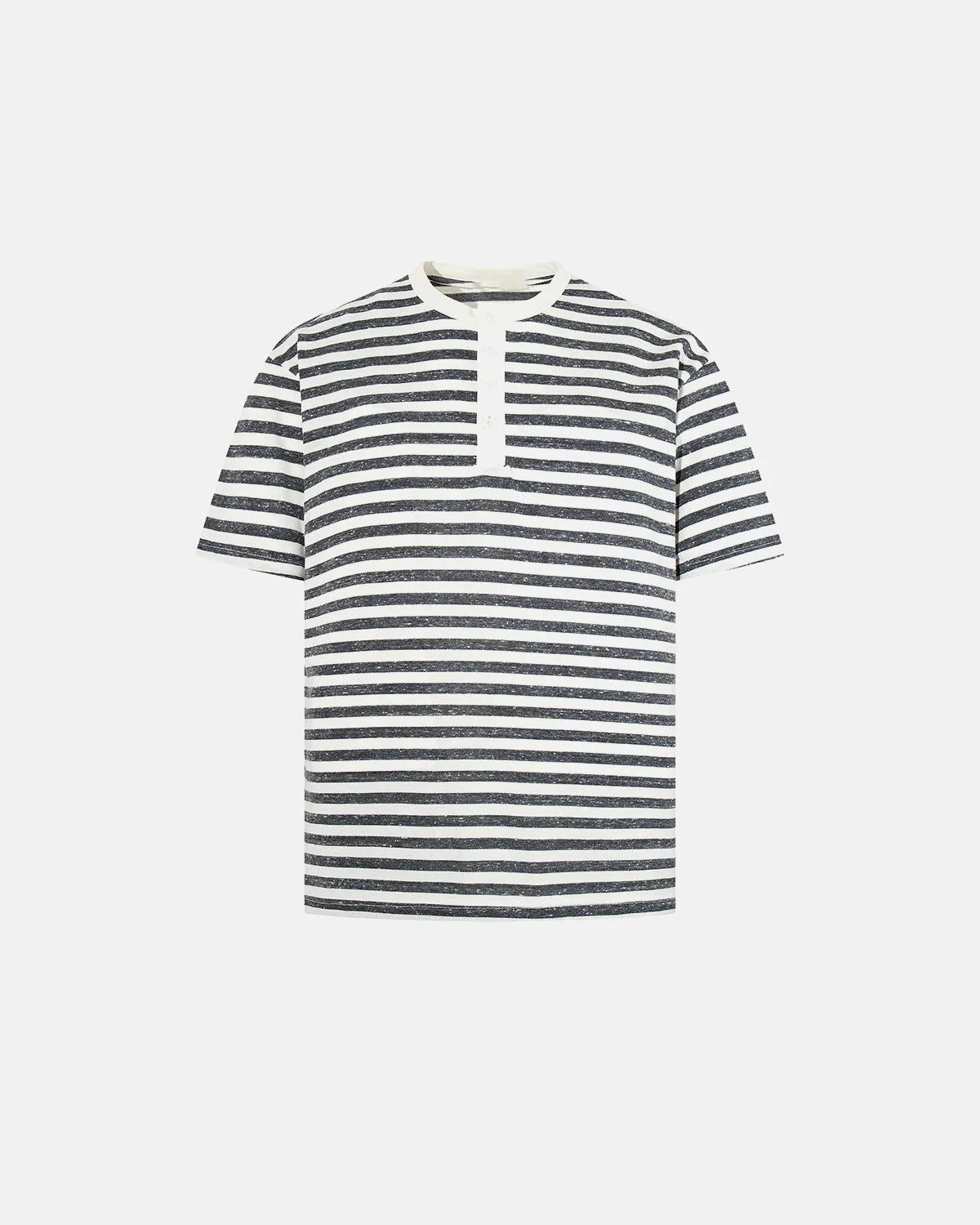 Omygoods Striped Henley Relaxed T-Shirt