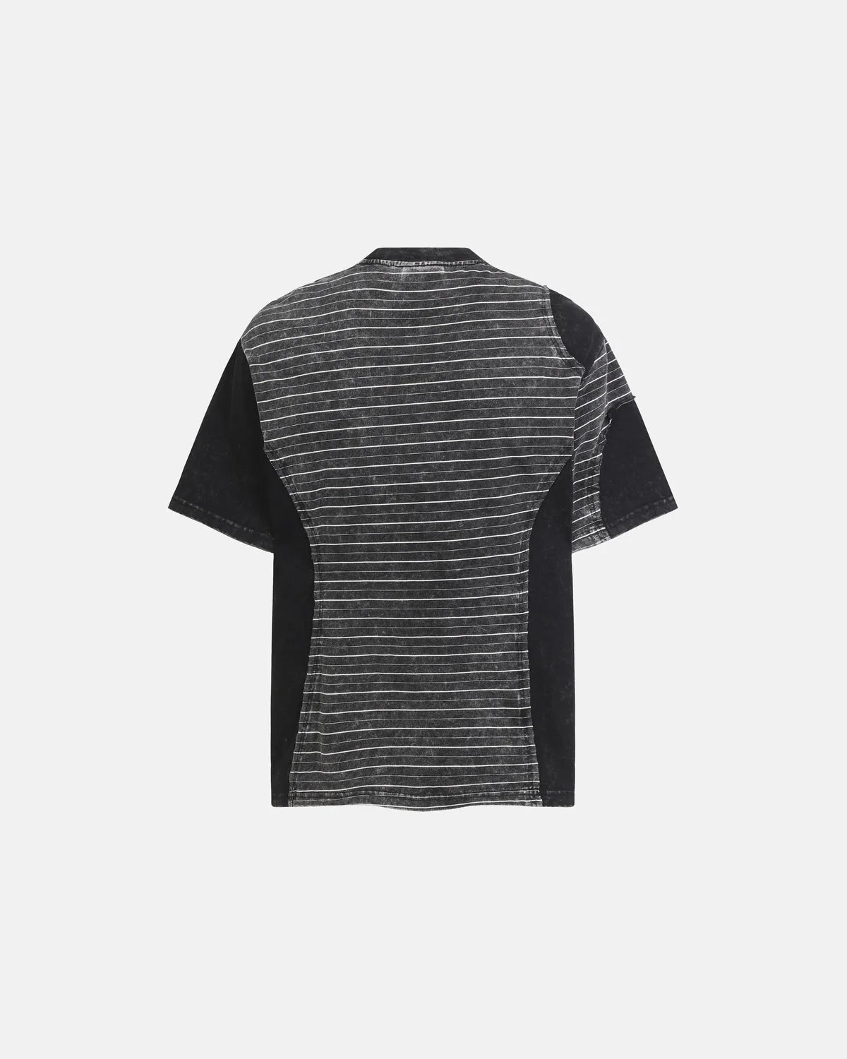 Omygoods Striped Patchwork Washed T-Shirt