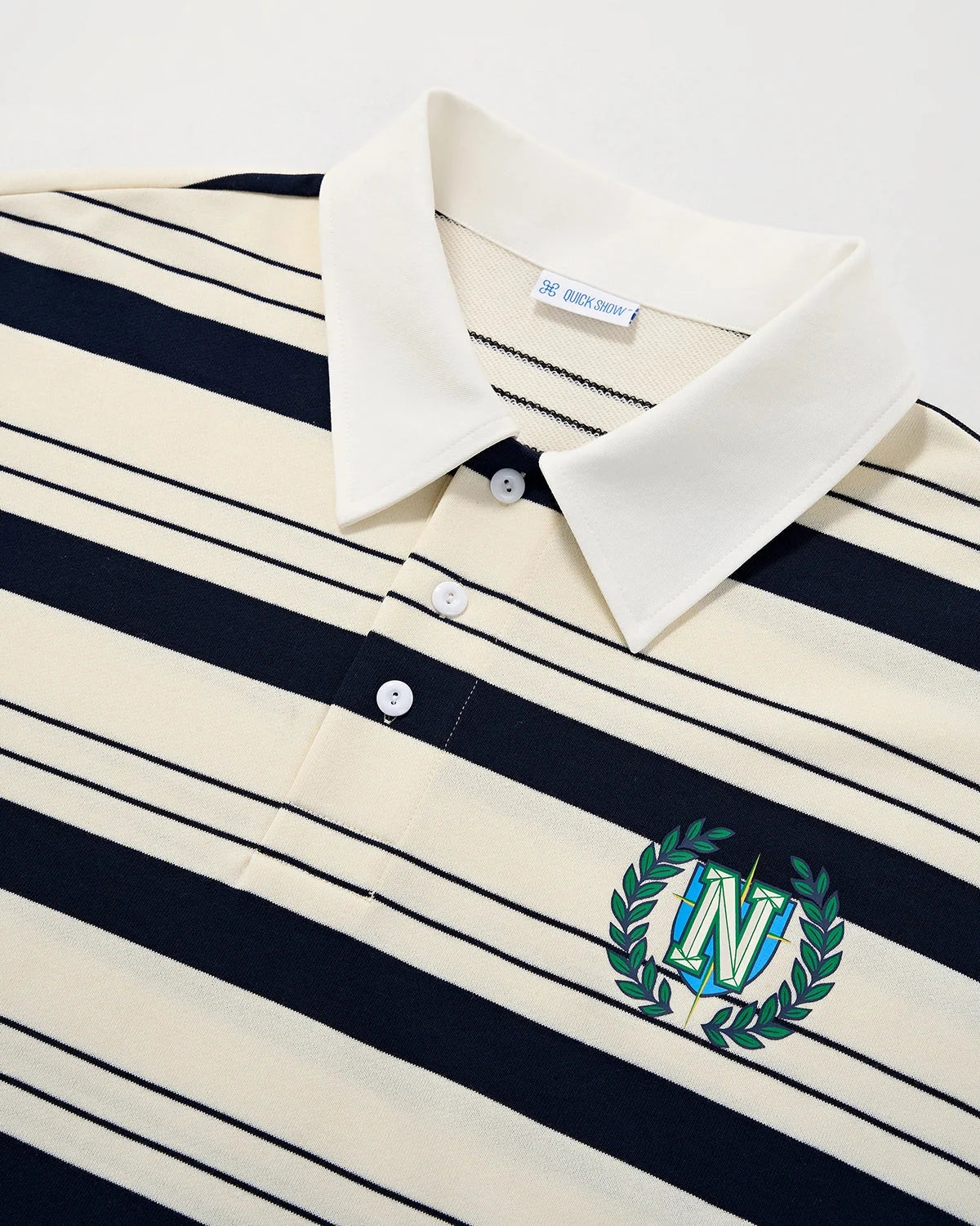 Omygoods Striped Rugby Polo Shirt