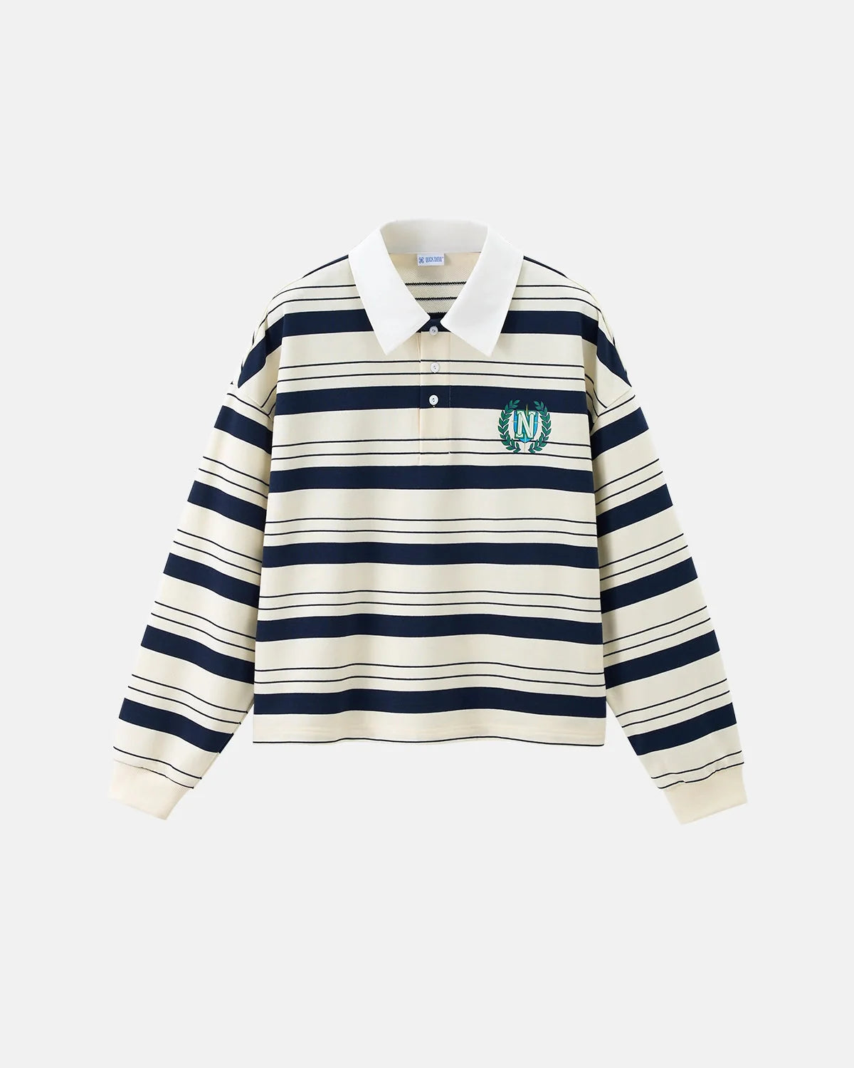 Omygoods Striped Rugby Polo Shirt