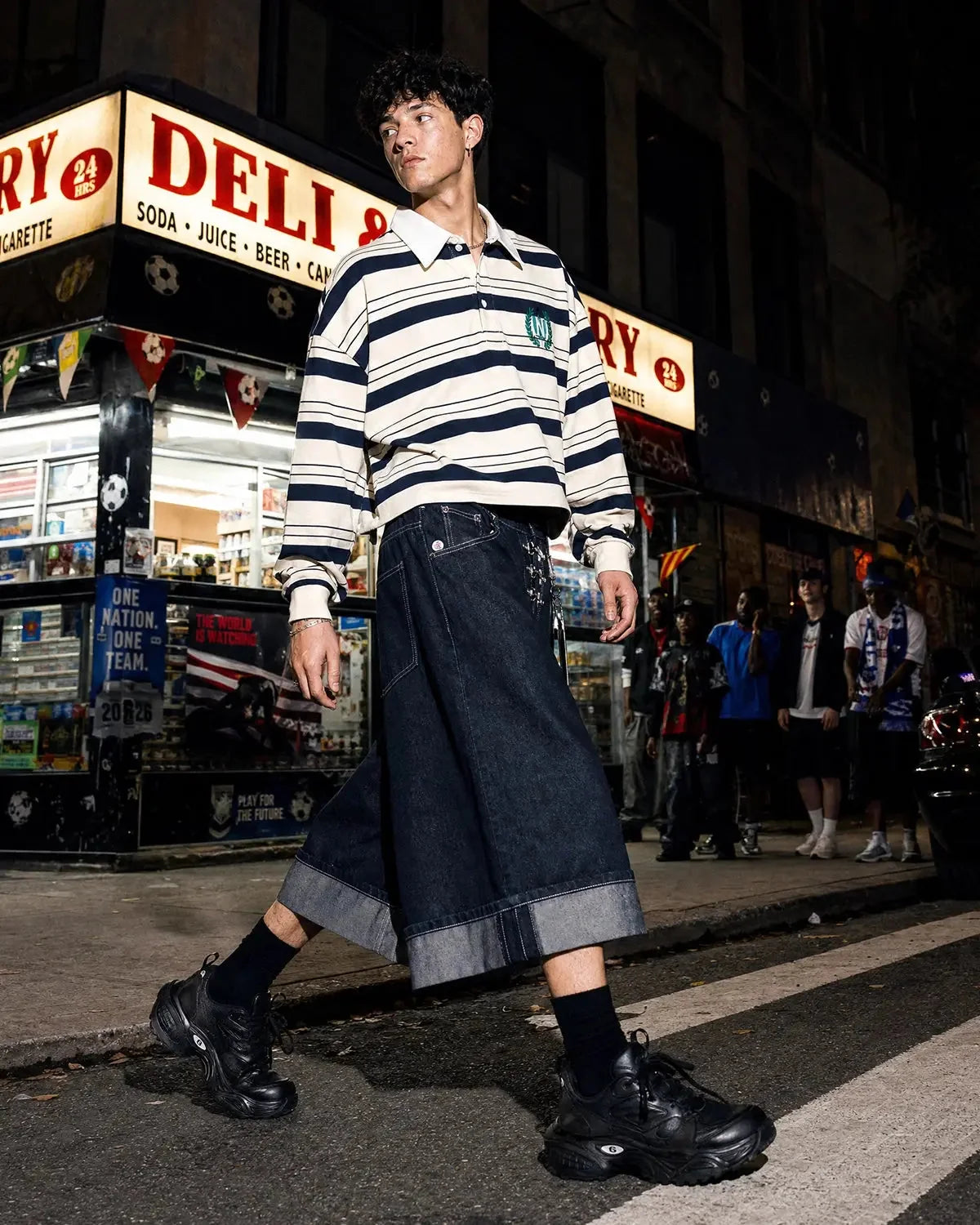 Omygoods Striped Rugby Polo Shirt