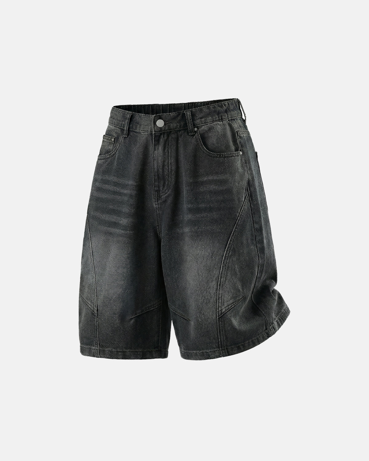 Omygoods Structured Washed Denim Shorts
