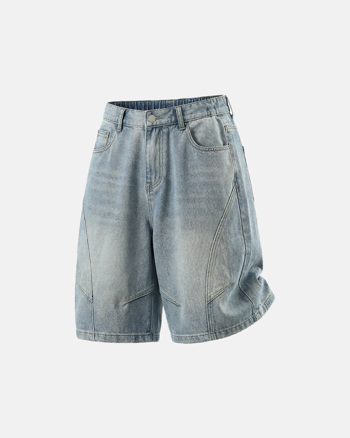 Omygoods Structured Washed Denim Shorts