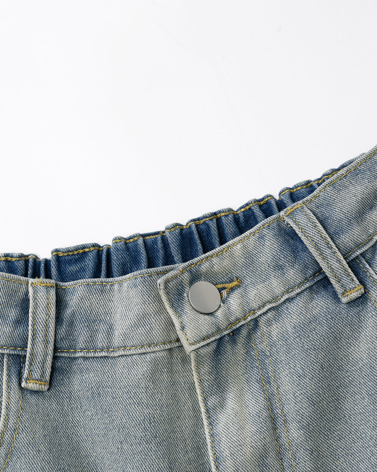 Omygoods Structured Washed Denim Shorts
