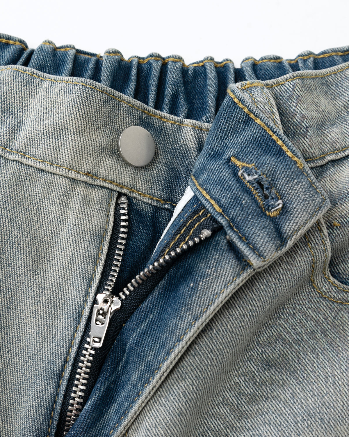 Omygoods Structured Washed Denim Shorts