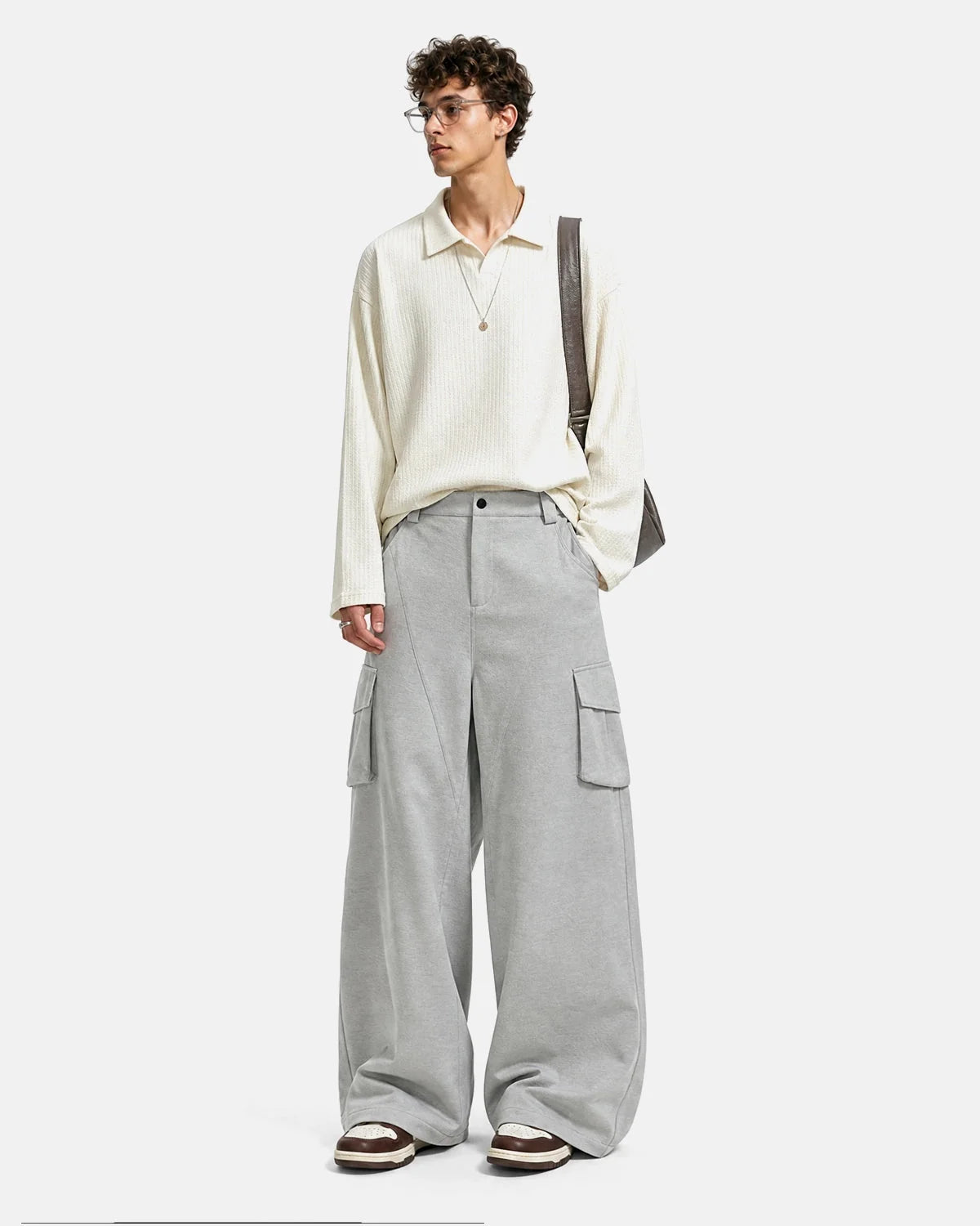 Omygoods Structured Wide Leg Cargo Pants
