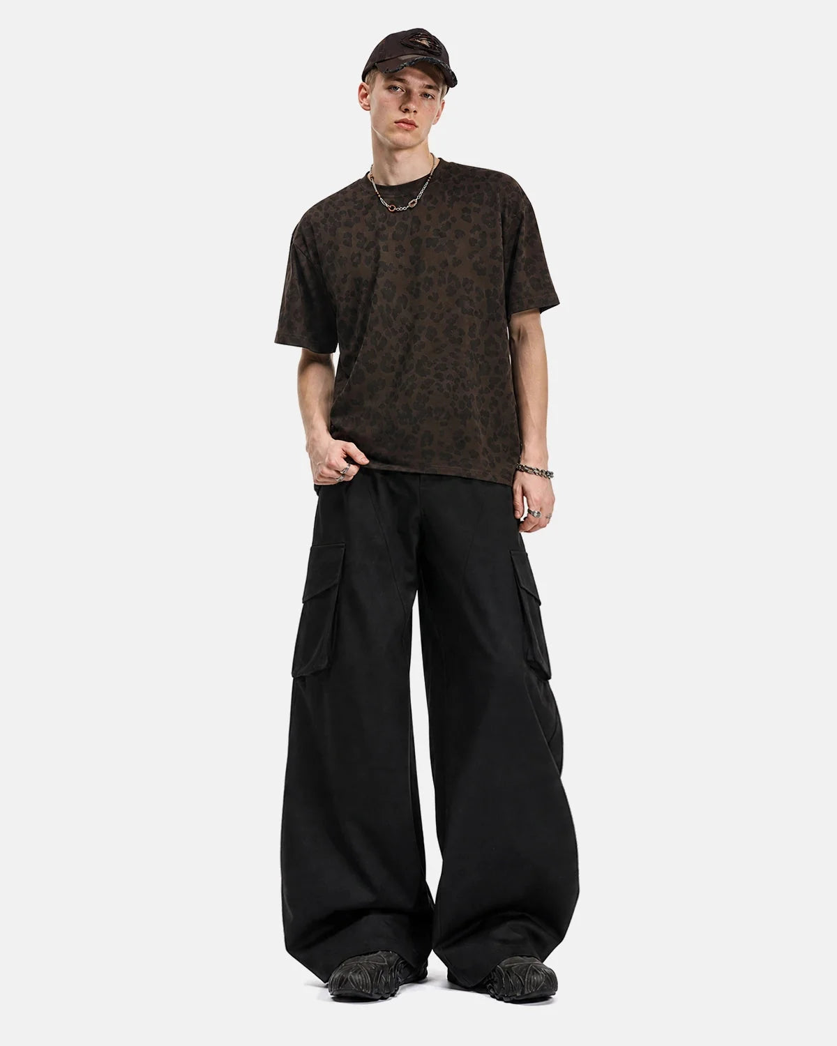 Omygoods Structured Wide Leg Cargo Pants
