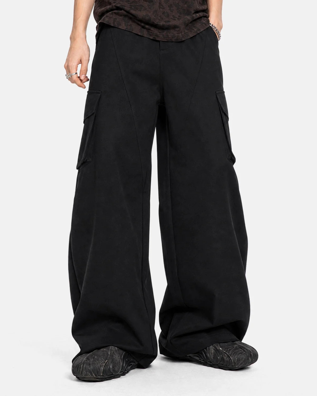 Omygoods Structured Wide Leg Cargo Pants