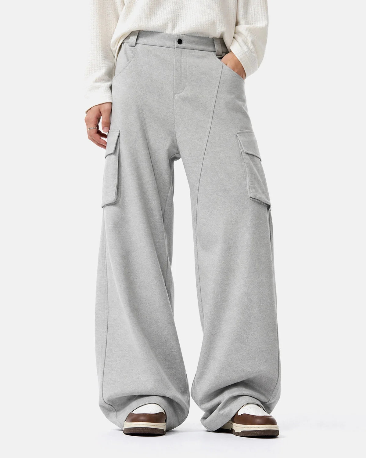 Omygoods Structured Wide Leg Cargo Pants