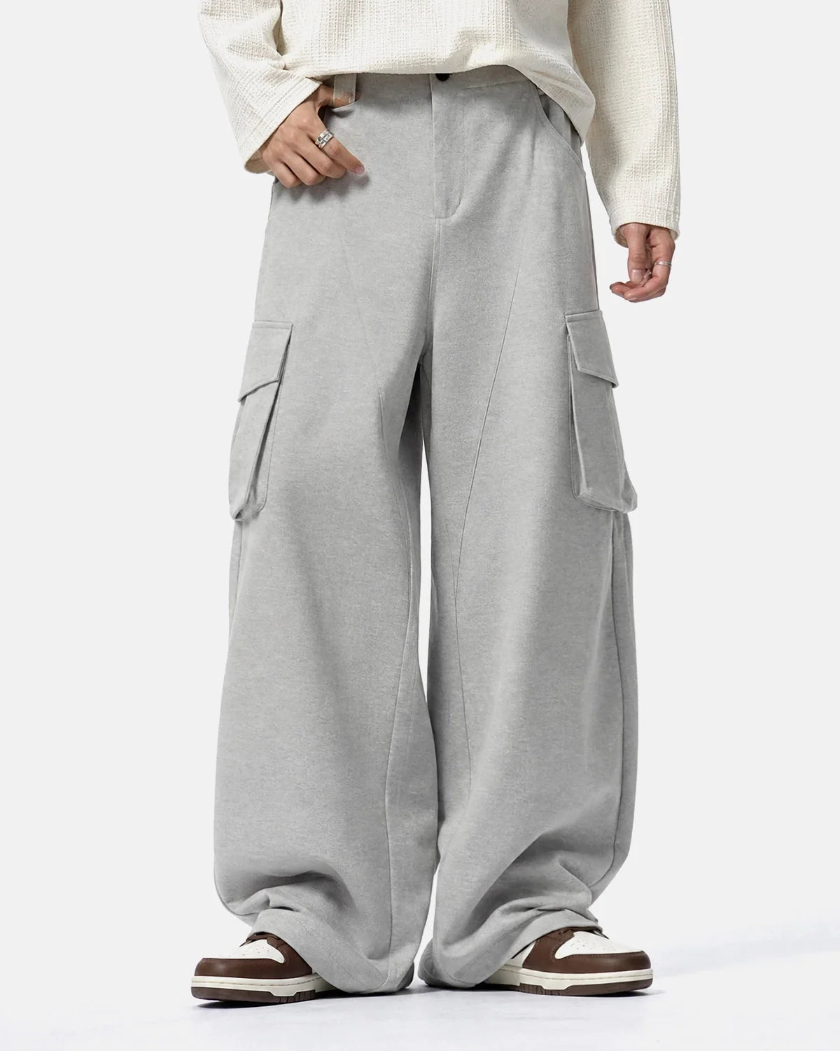 Omygoods Structured Wide Leg Cargo Pants