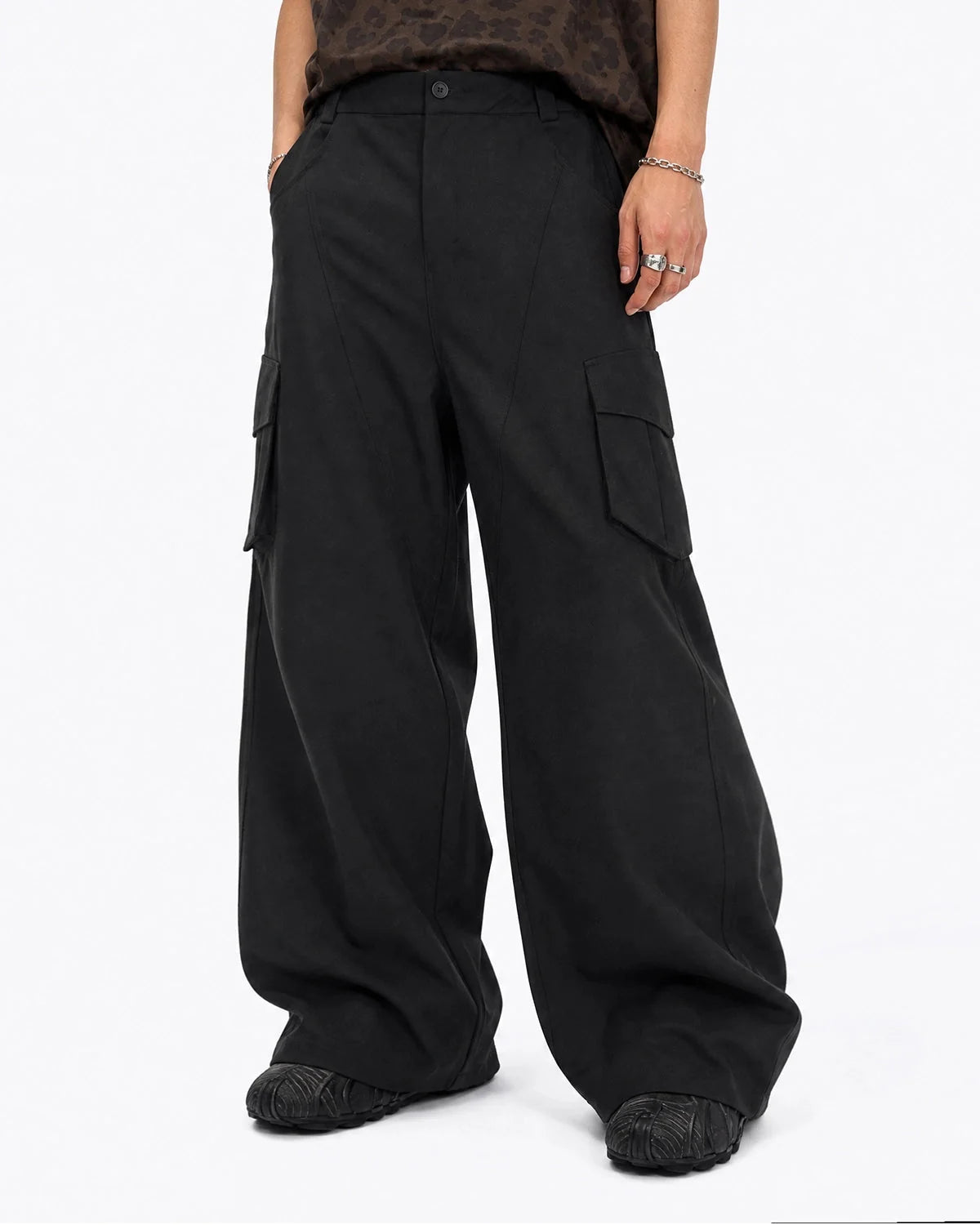 Omygoods Structured Wide Leg Cargo Pants