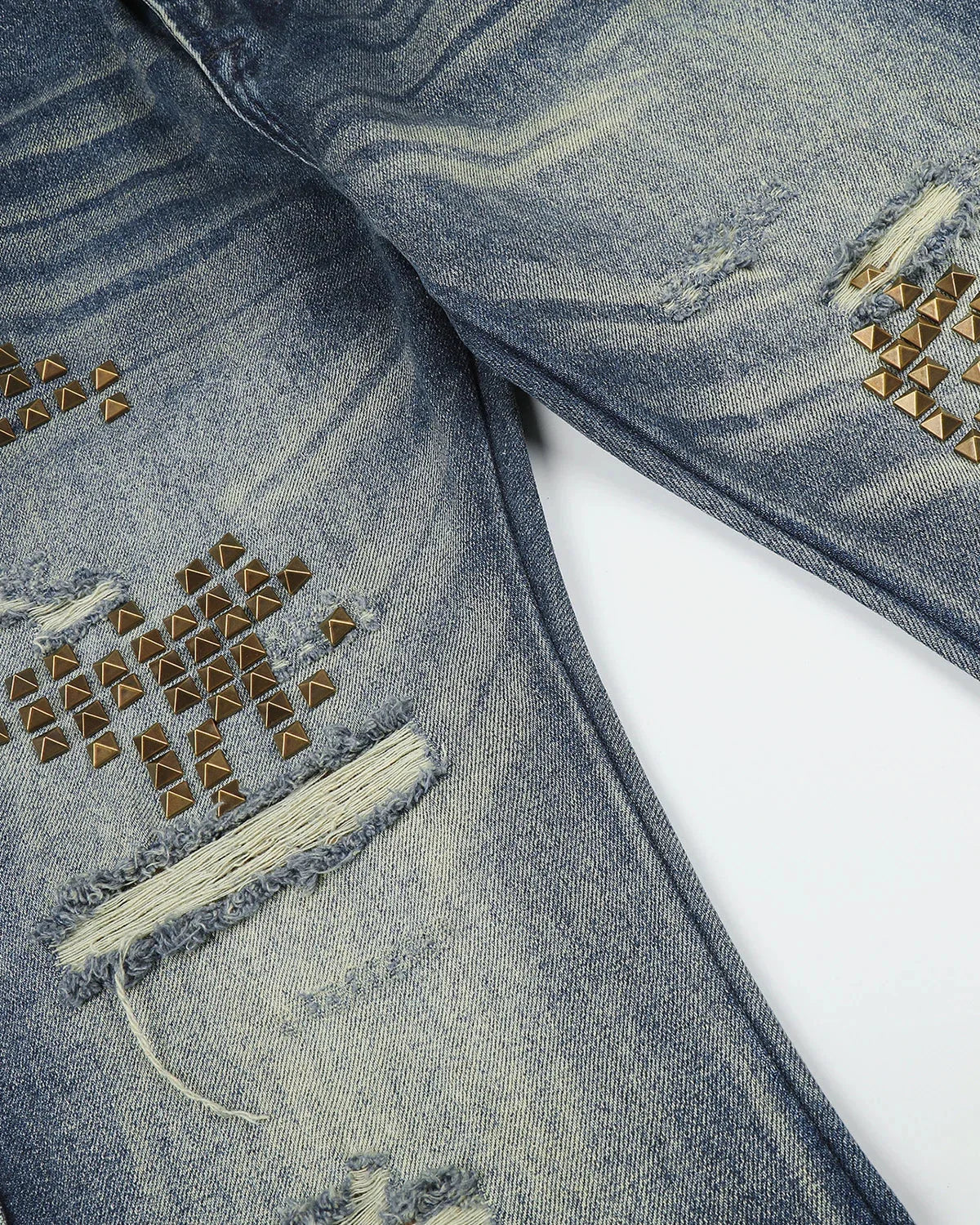Omygoods Stud Distressed Bootcut Jeans