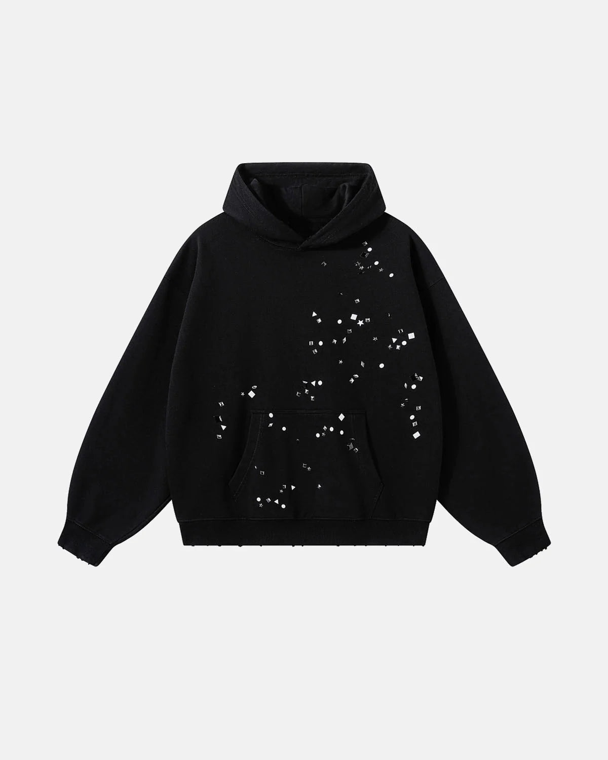 Omygoods Studded Boxy Pullover Hoodie