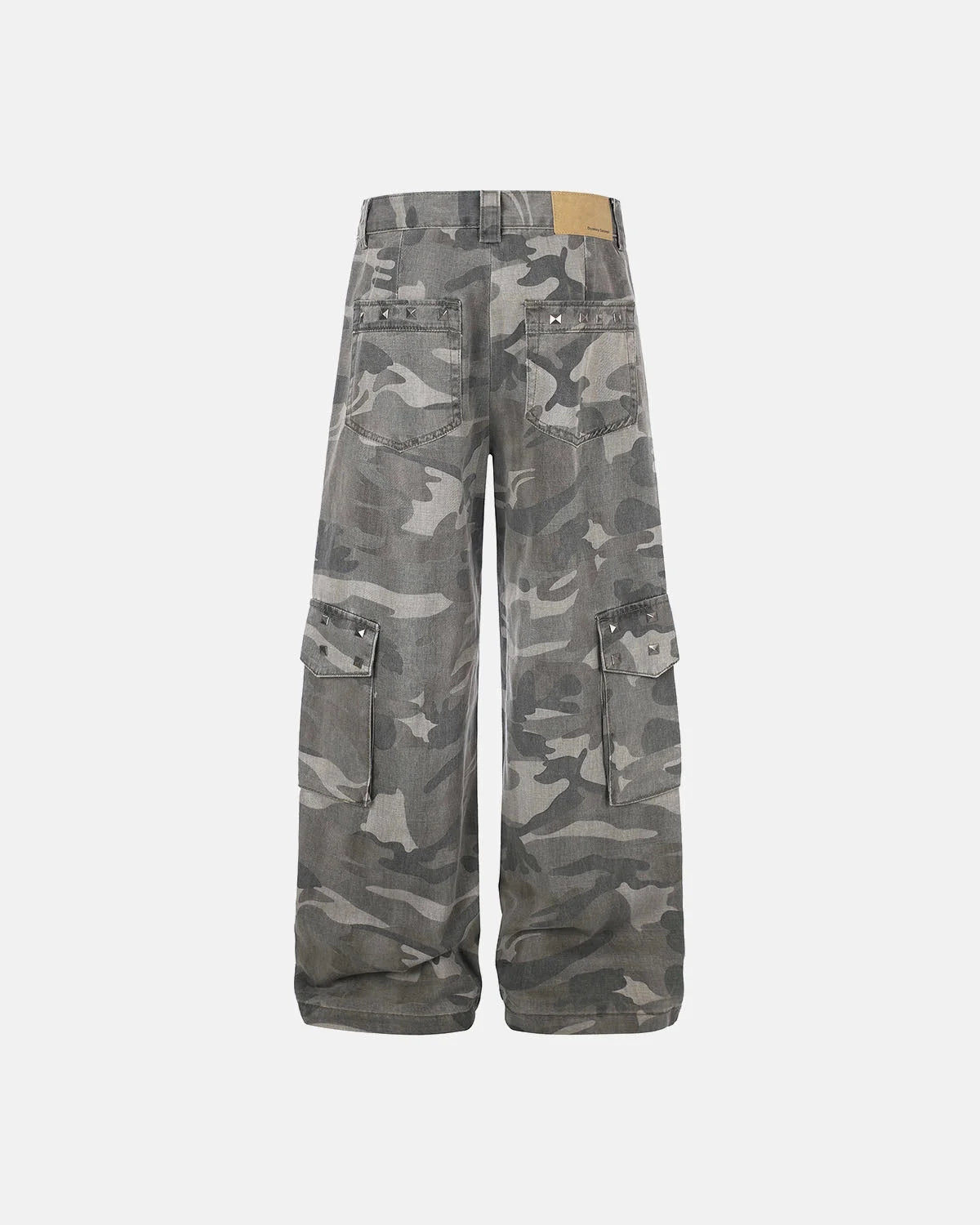 Omygoods Studded Camo Wide Leg Cargo Pants