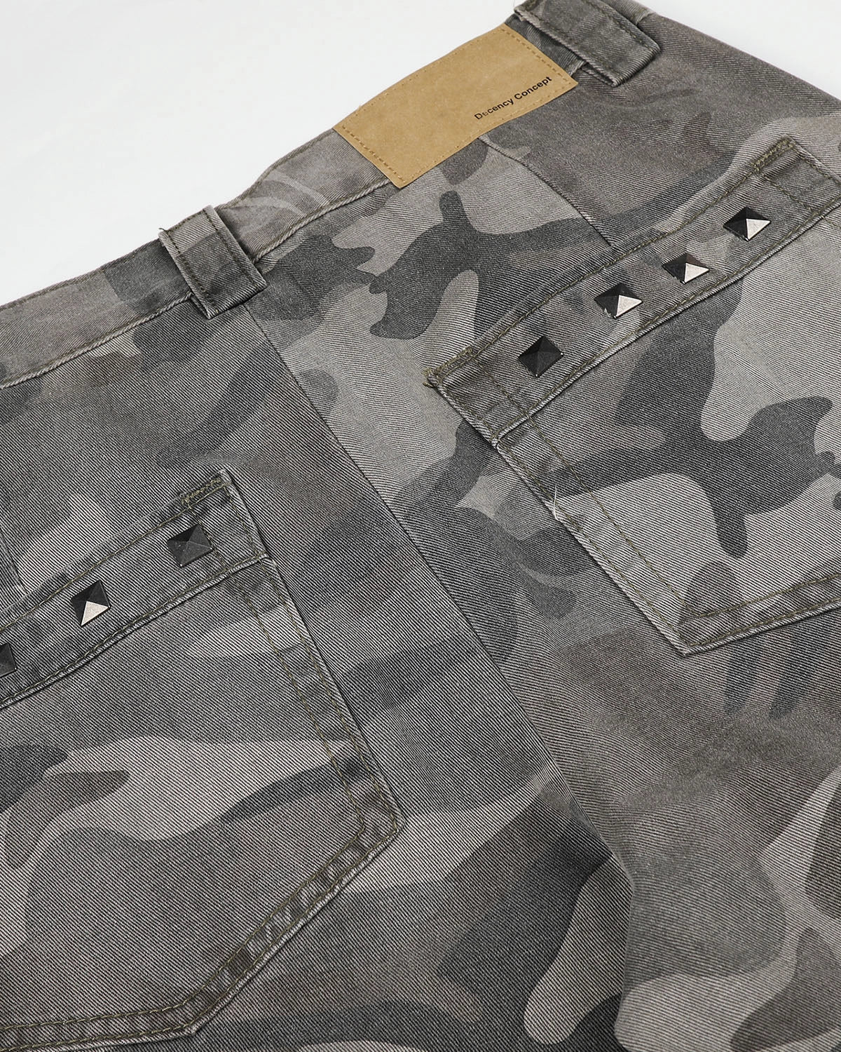 Omygoods Studded Camo Wide Leg Cargo Pants