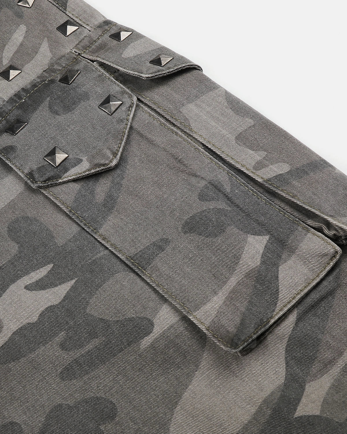 Omygoods Studded Camo Wide Leg Cargo Pants