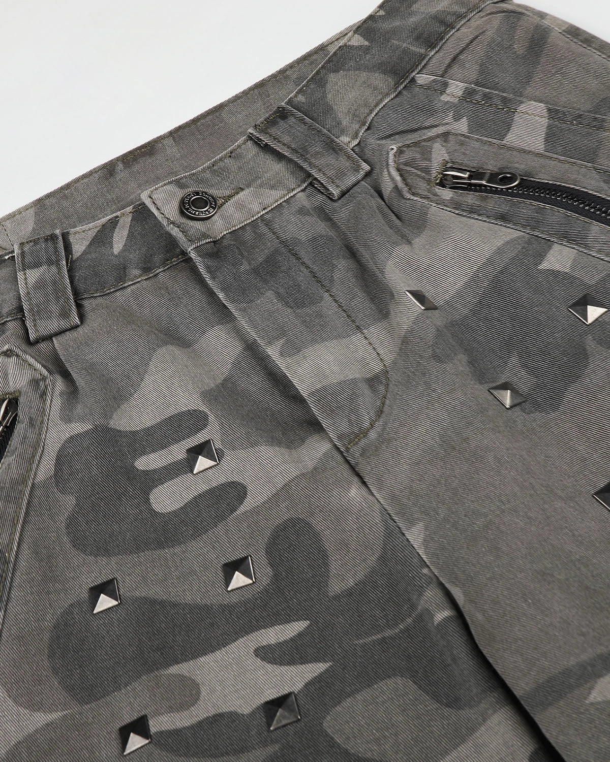 Omygoods Studded Camo Wide Leg Cargo Pants