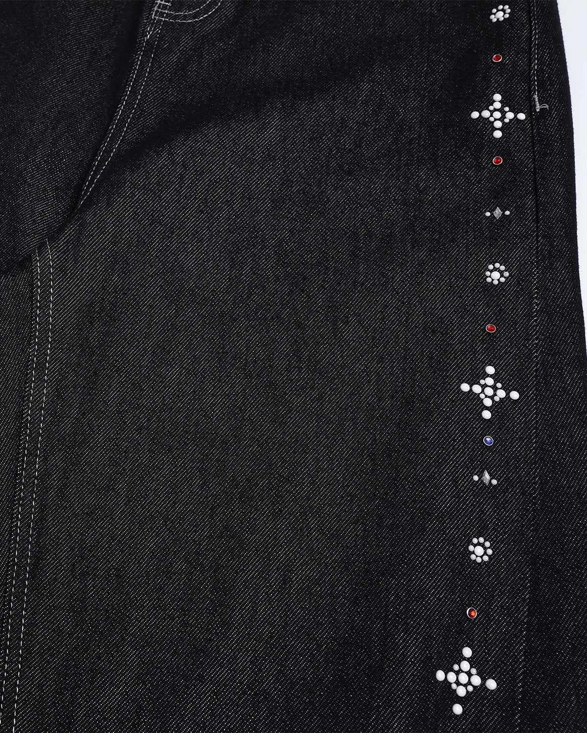 Omygoods Studded Rhinestone Baggy Denim Jeans