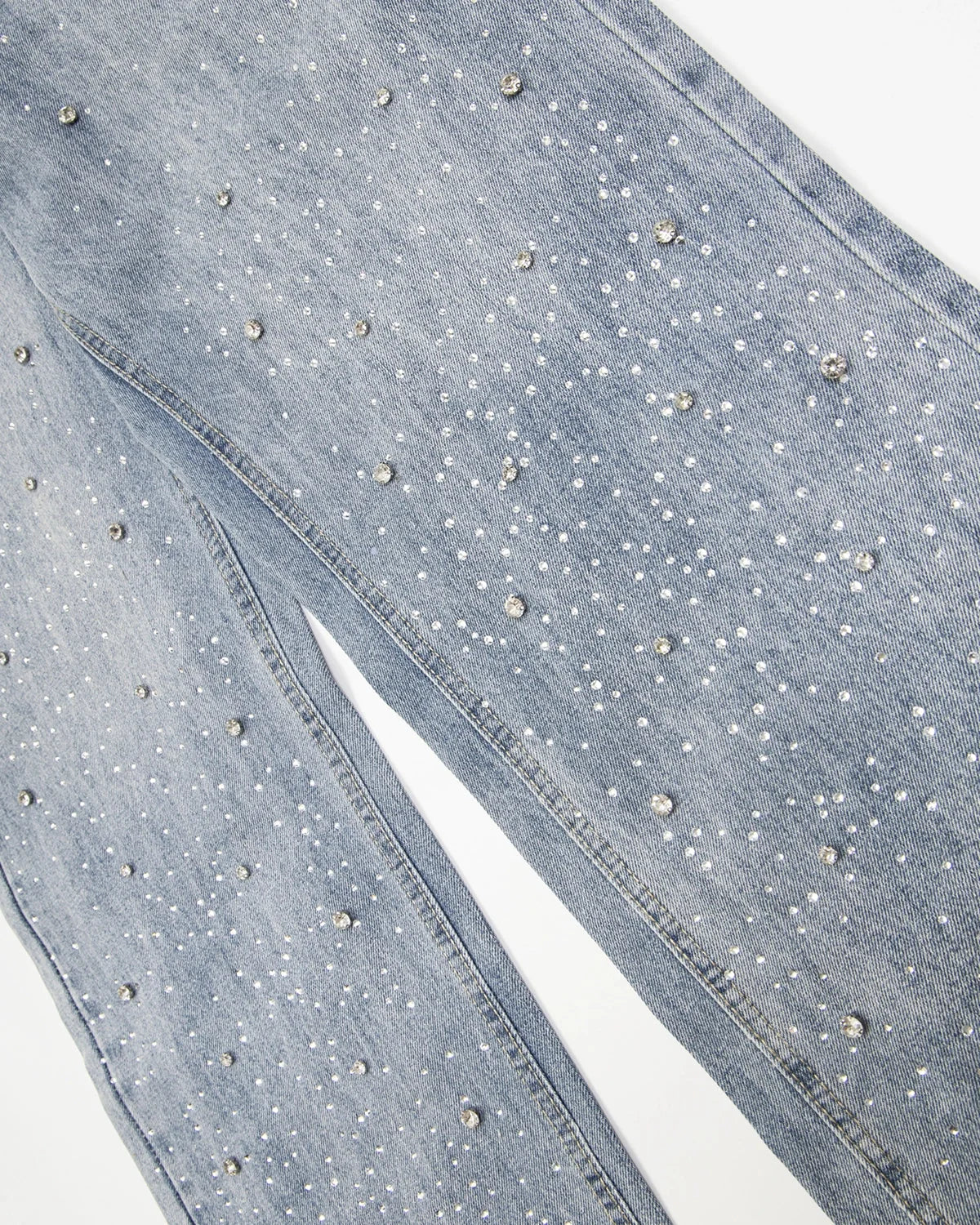 Omygoods Studded Rhinestone Baggy Jeans