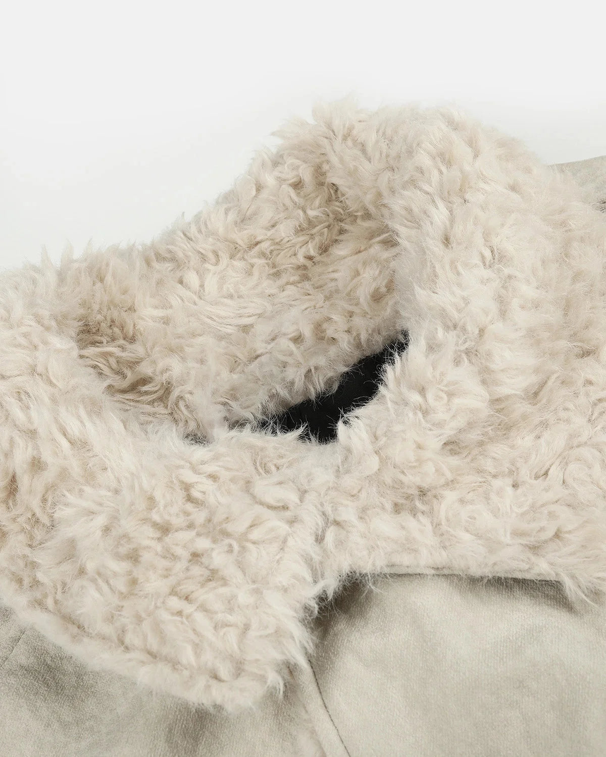 Omygoods Suede Faux Fur Padded Jacket