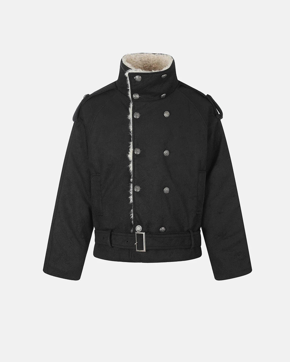 Omygoods Suede Faux Fur Padded Jacket