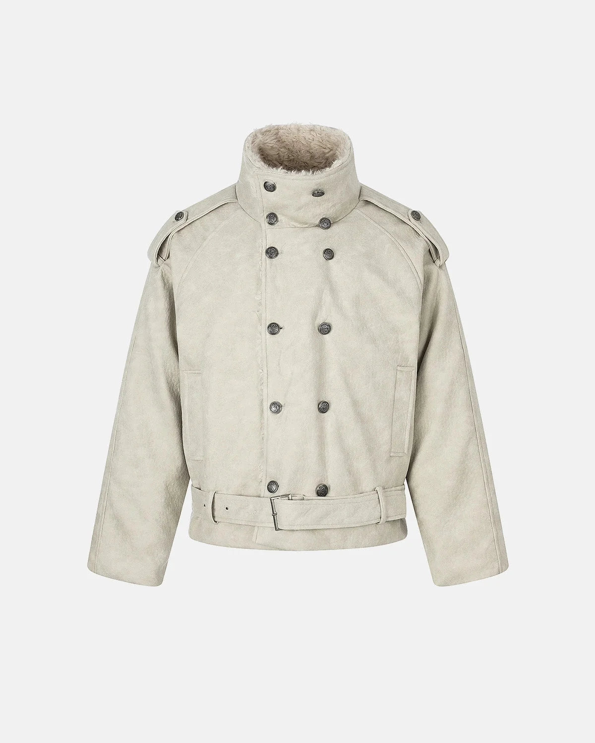 Omygoods Suede Faux Fur Padded Jacket