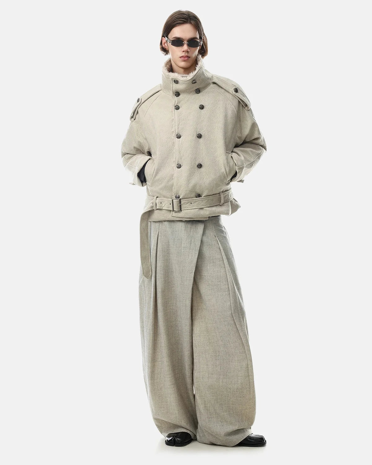 Omygoods Suede Faux Fur Padded Jacket